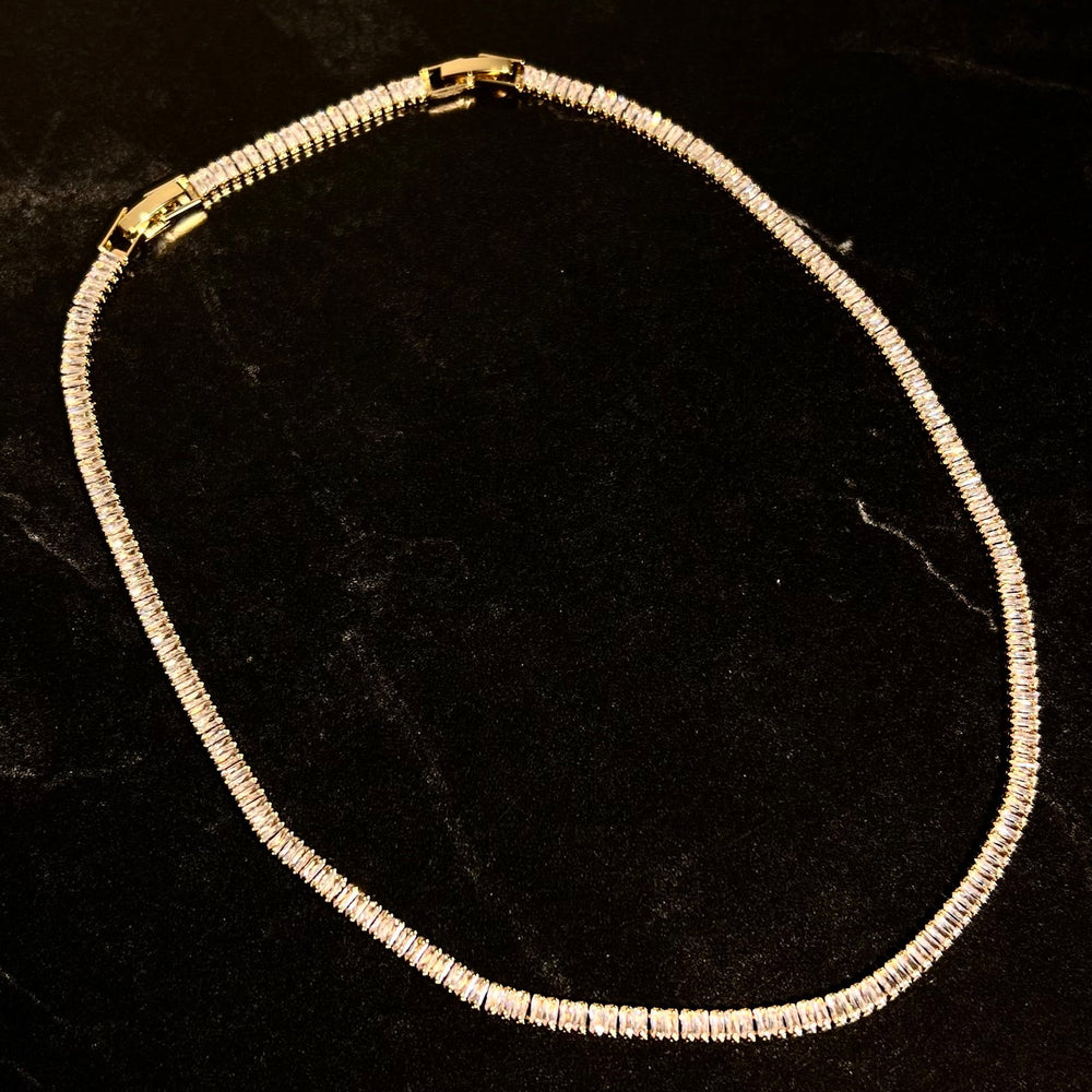 Baguette tennis necklace gold - Hera Jewellery