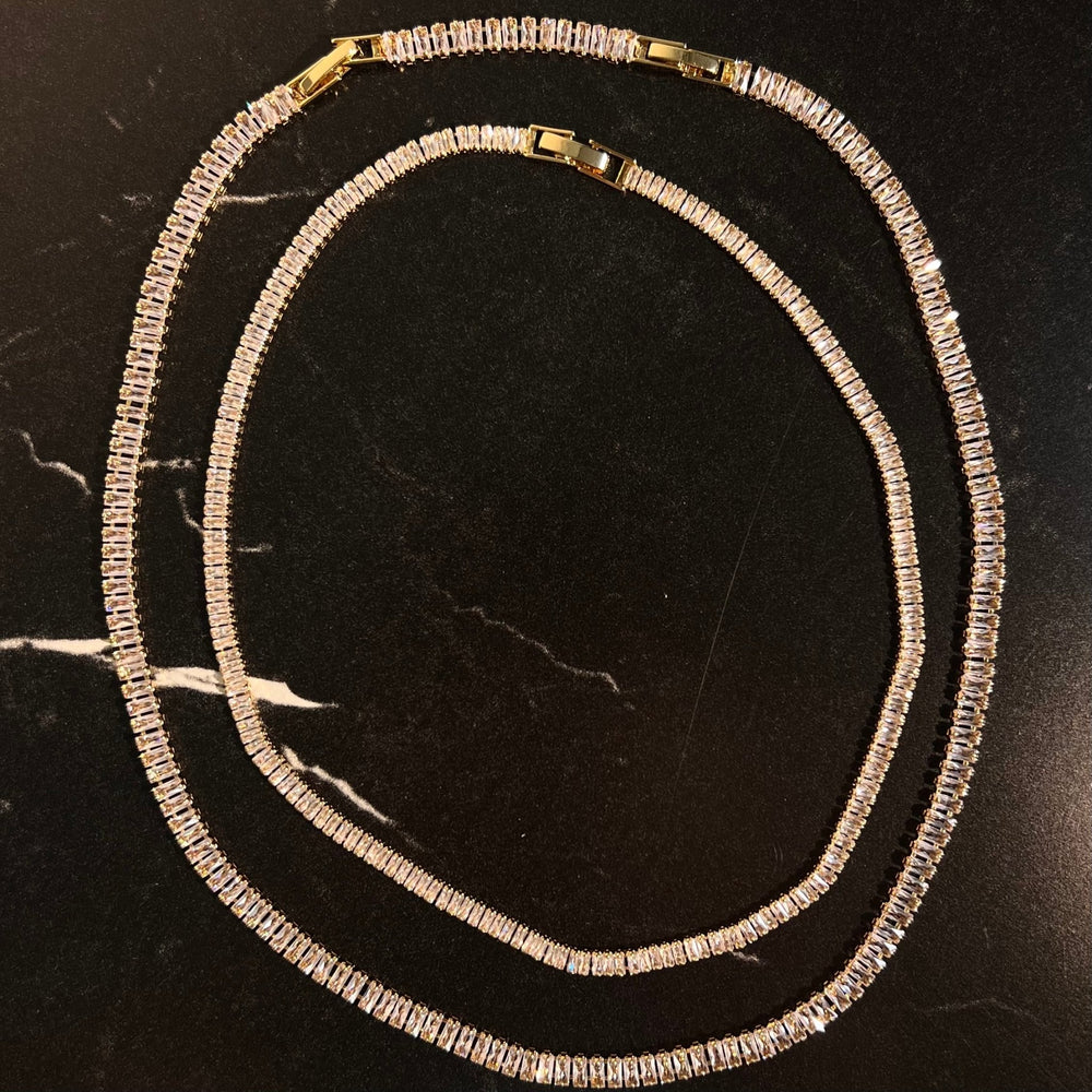 Baguette tennis necklace gold - Hera Jewellery