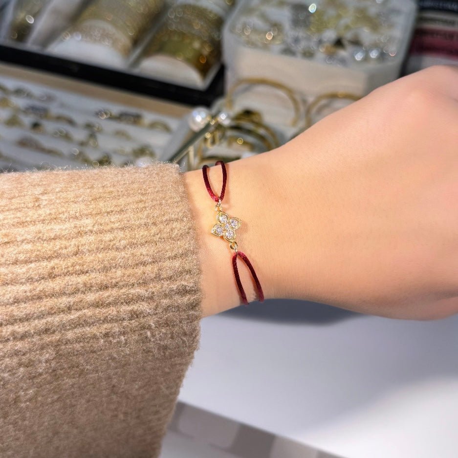 Burgundy lotus ribbon bracelet - Hera Jewellery