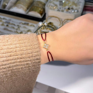 Burgundy lotus ribbon bracelet - Hera Jewellery