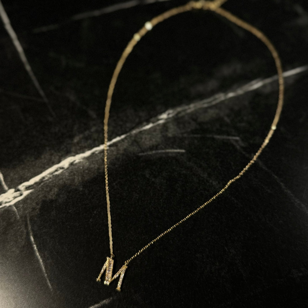 Initial necklace baguette - Hera Jewellery